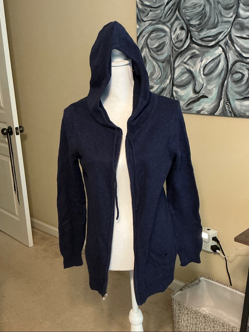 Old Navy Navy Hooded Zip Cardigan